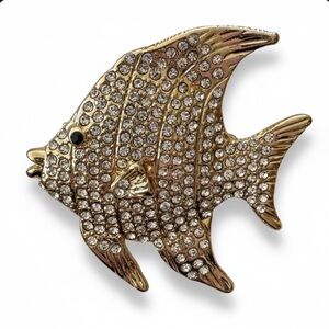 Sparkling Gold Fish Brooch